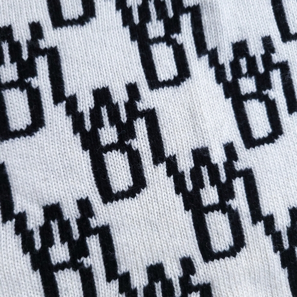 Welldone Unisex Wool Cashmere All Over Logo Knit Jumper Sweater - Picture 7 of 12